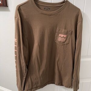 Billabong Men's Tan Long Sleeve Tee with Pocket